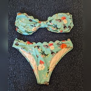 Scalloped Floral 2 Piece Swimsuit